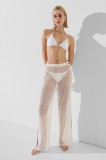 Karl Lagerfeld pantaloni femei, culoarea alb, lat, medium waist, A2W46011