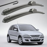 Cumpara ieftin Set 2 Ștergătoare Parbriz Flat Dedicate Opel Corsa C (2000-2006), Prindere Hook (C&acirc;rlig)