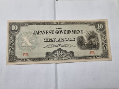 bancnota filipine 10 p 1942 ocup jap foto