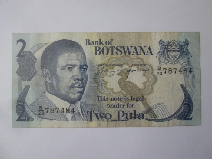 Rara! Botswana 2 Pula 1982,bancnota din imagini in stare buna