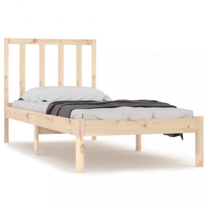 Cadru de pat fara saltea, 75x190 cm, lemn masiv de pin