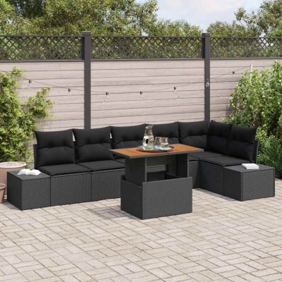 vidaXL Set de masă pentru grădină 7 pcs Negru și Maro 100 x 55 x 73 cm 3349974 foto