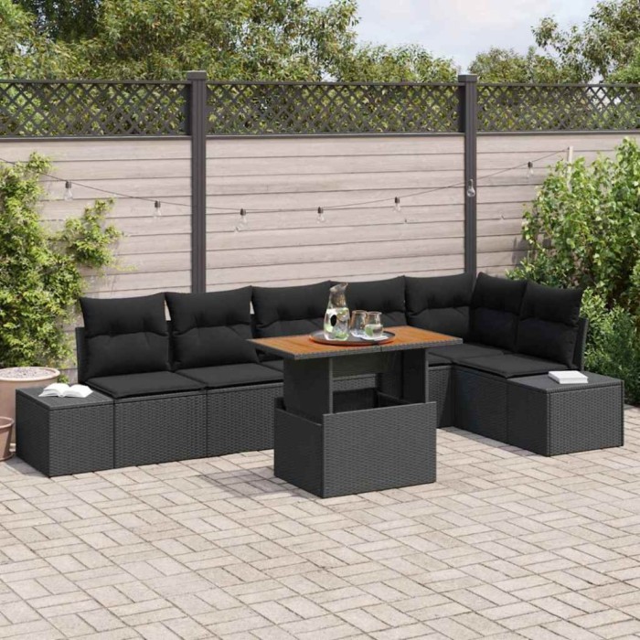 vidaXL Set de masă pentru grădină 7 pcs Negru și Maro 100 x 55 x 73 cm 3349974
