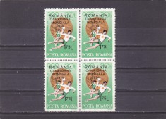 ROMANIA 1974 LP 846 ROMANIA-CAMPIOANA MONDIALA SUPRATIPAR MNH,BLOC DE 4 TIMBRE