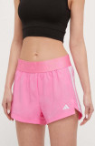 Cumpara ieftin Adidas Performance pantaloni scurți de antrenament Hyperglam culoarea roz, cu imprimeu, high waist IT4666