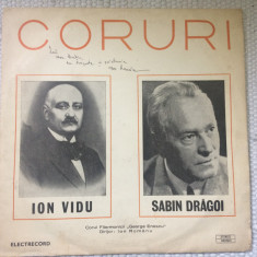 Ion Vidu / Sabin Dragoi ‎Coruri disc vinyl lp muzica clasica corala EXE 0925 VG+