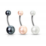 Piercing pentru buric cu efect perlat - Culoare Piercing: Roz