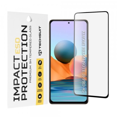 Folie de protectie Ecran Techsuit pentru Xiaomi Redmi Note 10 Pro Max / Note 10 Pro, Sticla Securizata, Full Glue, Neagra foto