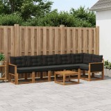 Cumpara ieftin Set de canapele de exterior 7 buc. 6-Locuri Natural si Negru