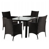 Set mobilier gradina/terasa, maro inchis si bej, ratan sintetic, 1 masa, 4 fotolii, Geneva GartenVIP DiyLine
