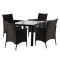 Set mobilier gradina/terasa, maro inchis si bej, ratan sintetic, 1 masa, 4 fotolii, Geneva GartenVIP DiyLine