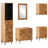 vidaXL Set dulap baie cu sertar Pe perete 5 pcs Lemn de mango solid 3310180