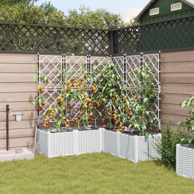 vidaXL Ghivece pentru grădină Alb 120 x 120 x 142 cm Oțel 42002924 foto