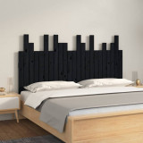 VidaXL Tăblie de pat pentru perete, negru 146,5x3x80 cm lemn masiv pin