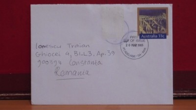 AUSTRALIA - ADELAIDE, FURST DAY OF ISSUE - 1985 - CIRCULAT. foto