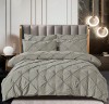 Lenjerie pat dublu cu pliuri,bumbac finet,6 piese,gri deschis-A120, Jojo Home