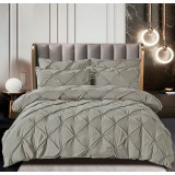 Lenjerie pat dublu cu pliuri,bumbac finet,6 piese,gri deschis-A120