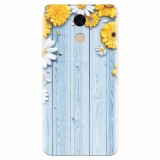 Husa silicon pentru Huawei Enjoy 7 Plus, Sunflower On Blue Wood