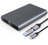 Rack Orico AM2C3-2SN Dual Disk pentru SSD M.2 NVMe SATA, USB Type-C (Gri)