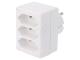Conector alimentare AC splitter 2P alb rotund/plat