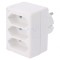 Conector alimentare AC splitter 2P alb rotund/plat