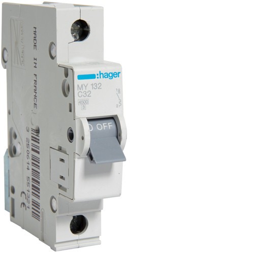 Siguranta automata 32A 1P Curba C 4,5ka Hager MY132