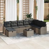 VidaXL Set de canapele pentru grădină 9 pcs Gri 287.5 x 177.5 x 85 cm