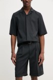BARENA VENEZIA pantaloni scurți din l&acirc;nă Camicia Mola barbati, culoarea negru, PAU5095.478