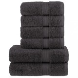 VidaXL Set de prosoape premium SOLUND, 6 piese, antracit, 600 g/m&sup2;