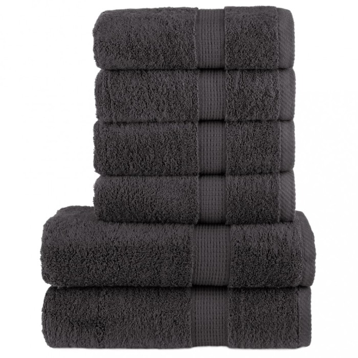 Set de prosoape premium SOLUND, 6 piese, antracit, 600 g/m&sup2;