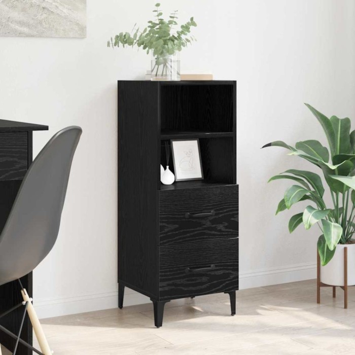 vidaXL Bufet cu sertar Stejar negru 34 x 34.5 x 90 cm Lemn compozit 880954