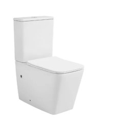 Set Vas WC Pe Pardoseala, Model LX-2905, Fara Rama, Rimless, Rezervor Apa, Iesire Orizontala P-Trap, Dimensiuni 650 x 385 x 825 mm, Alb, Ceramica, Cap