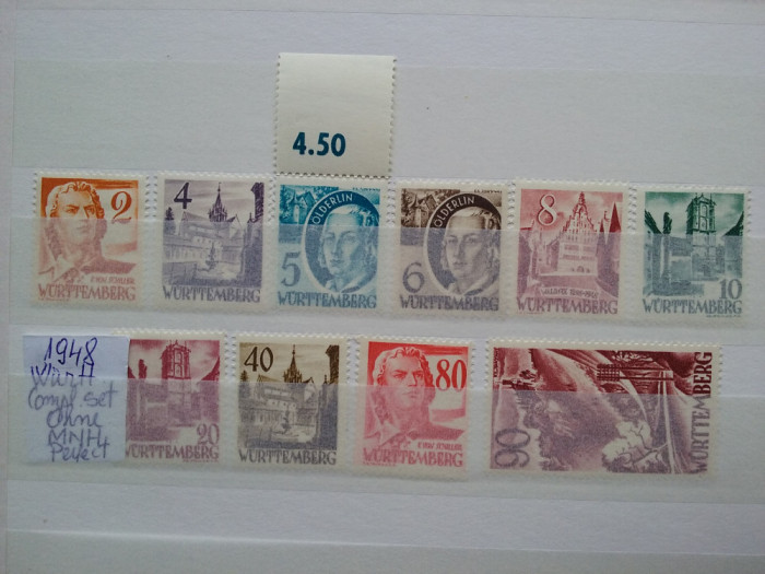 1948-Wurtemberg-Complet set OHNE Mi=+220$- MNH-Perfect