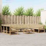 vidaXL Set de canapele de exterior cu pernă 10 pcs Alb și Bej 3389103