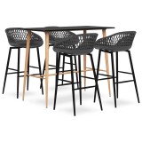 Cumpara ieftin Set mobilier de bar, 5 piese, negru si gri