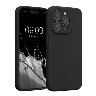 Husa Kwmobile pentru Apple iPhone 15 Pro, Negru, Silicon, KWM000022OM003C foto