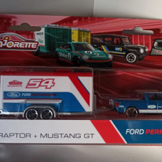 Macheta Ford F150 Raptor + Ford Mustang GT - Majorette Transporter 2023