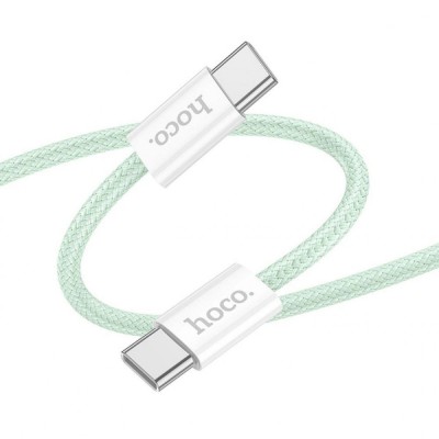 Hoco (X104) Cablu Date si Incarcare, USB-C, PD60W, QC3.0, Brodat, 1m, Verde foto