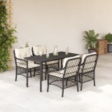 VidaXL Set mobilier de grădină cu perne, 5 piese, negru, poliratan