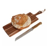 Set cutit si suport pentru taiat paine, inox si lemn masiv de salcam, Kassel
