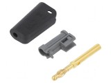 Conector banană 4mm 32A negru aurit pe cablu