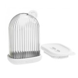 Sapuniera de calatorie, flippy, suport pentru sapun cu scurgere a apei, recipient cu capac depozitare, savoniera pentru baie, 12.6x6.1x8.4cm, alb