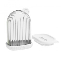 Sapuniera de calatorie, flippy, suport pentru sapun cu scurgere a apei, recipient cu capac depozitare, savoniera pentru baie, 12.6x6.1x8.4cm, alb