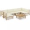 Gossi set mobilier de gradina cu perne alb crem, 7 piese, bambus