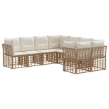 vidaXL Set de canapele de exterior 8 pcs Alb Natural și Crem Poliester 3437622