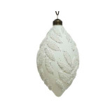 Cumpara ieftin Set 2 globuri decorative - Olive Glitter Leaf Relief - White | Kaemingk