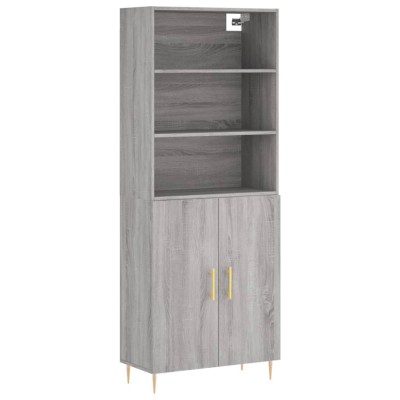 Dulap inalt, gri sonoma, 69,5x34x180 cm, lemn compozit foto