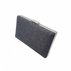 Clutch dreptunghiular cu insertii lurex, Tia accesorii, negru/gri foto