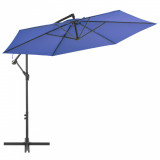 Umbrelă suspendată cu st&acirc;lp din aluminiu, albastru, 300 cm, vidaXL