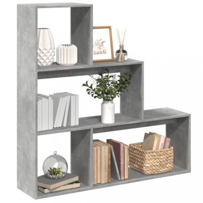 vidaXL Bibliotecă/separator 3 niveluri gri beton 123x29x123 cm lemn foto